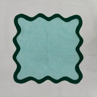 Wholesale Table Linens Embroidered Napkins Dyed Color Linen wave scallop cloth napkin cotton table decor