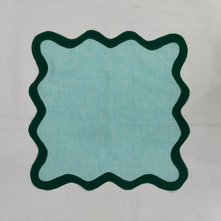 Wholesale Table Linens Embroidered Napkins Dyed Color Linen wave scallop cloth napkin cotton table decor