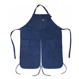 Adjustable Durable Denim Split Leg Pottery Apron with Tool Pockets for Trucker Artist Mechanic