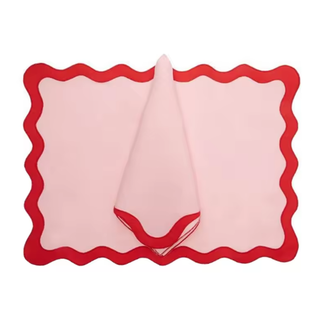 Scalloped Linen Applique Napkin Modern Style Table Decor Exclusively Made Napkin