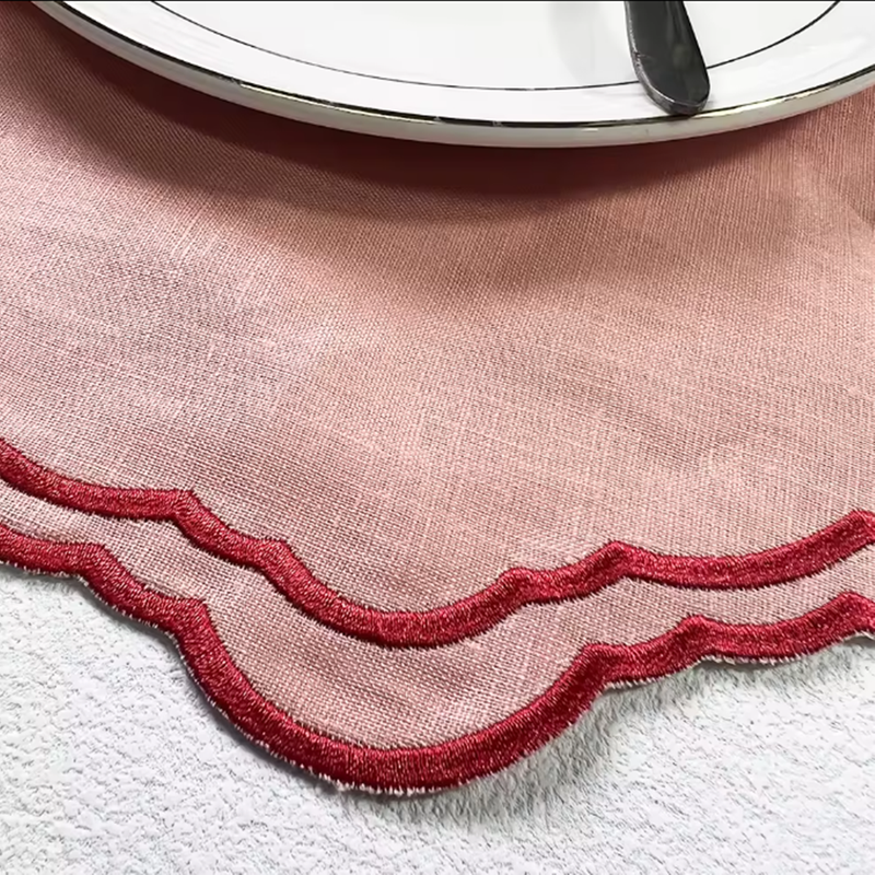 100% Linen Special-shaped Napkin Applique Napkin Modern Style Table Decor Exclusively Made Napkin