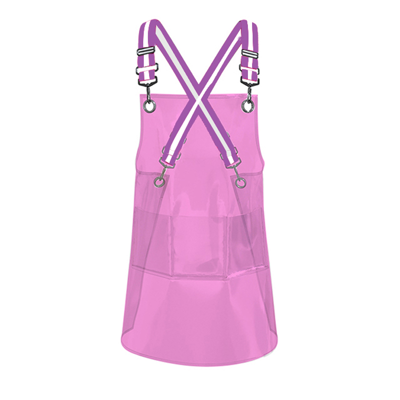 Fashional New Style Popular Tpu Transparent Waterproof Barber's Apron with Customized Ribbon