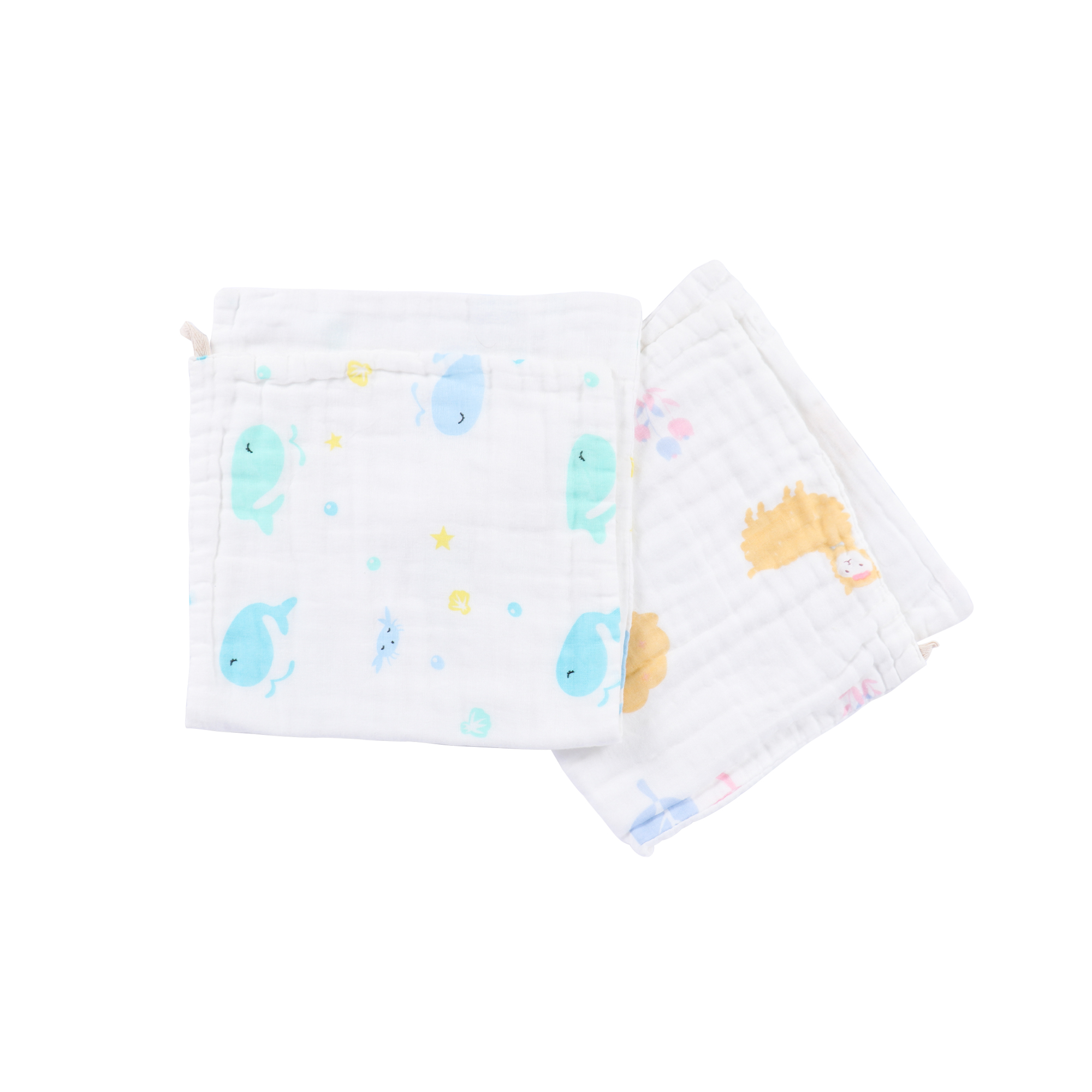 Custom Cartoon Logo Design Cotton Yarn Bib Set for Children Durable Soft Cotton Sweat Scarves 