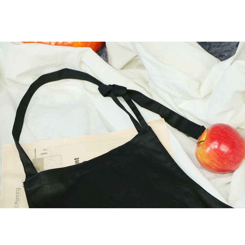 100% cotton black apron light and breathable kitchen cooking restaurant waiter apron for work or daily use