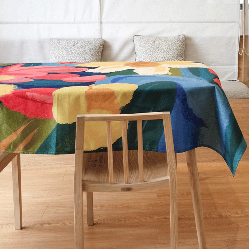 Digital printing sunflowers tablecloth full of watercolors for home or hotel decorative