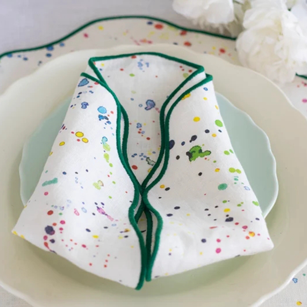 High quality custom design stone washed linen cloth scallop napkins wedding napkins for table decor