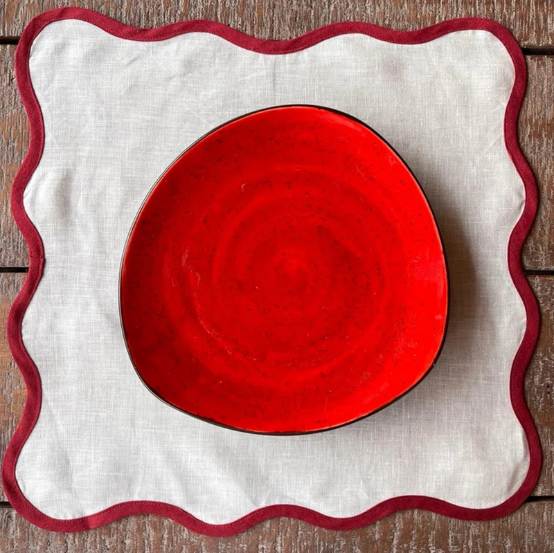 Solid scallop linen napkins 100% Cotton Satin Band Linen Table Cloth Hotel Kitchen Napkins