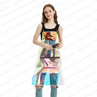 Wholesale laser color clear tpu apron waterproof transparent hairdressing apron for man and women 
