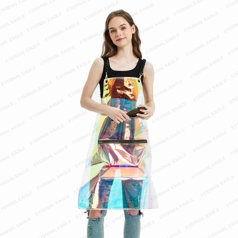 Wholesale laser color clear tpu apron waterproof transparent hairdressing apron for man and women 