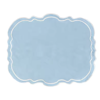 Scalloped Rectangular Linen Applique Placemat Fashion vintage Table Decor Exquisite Mats For Party