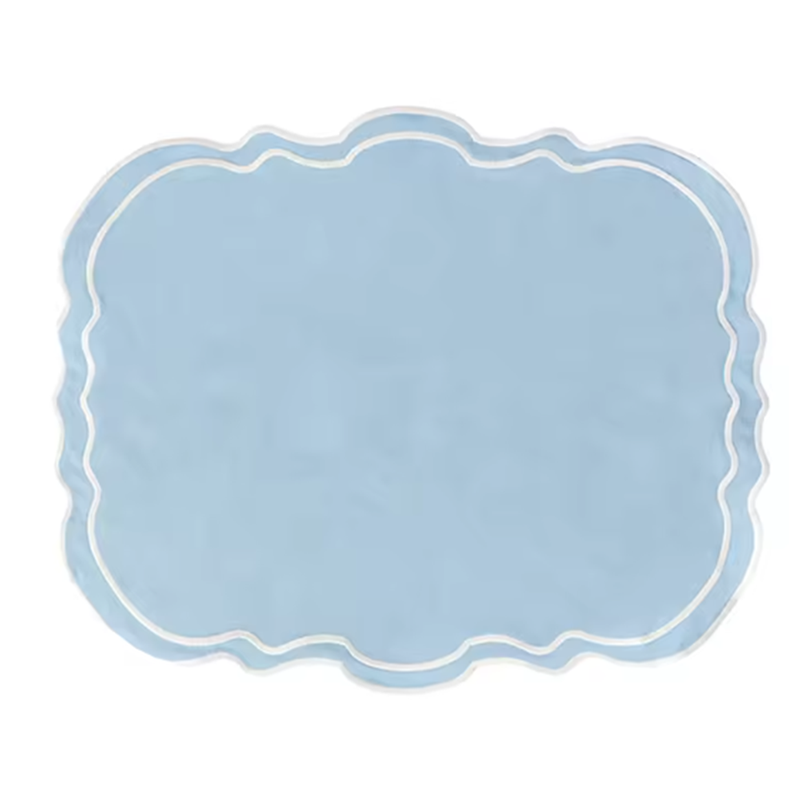 Scalloped Rectangular Linen Applique Placemat Fashion vintage Table Decor Exquisite Mats For Party