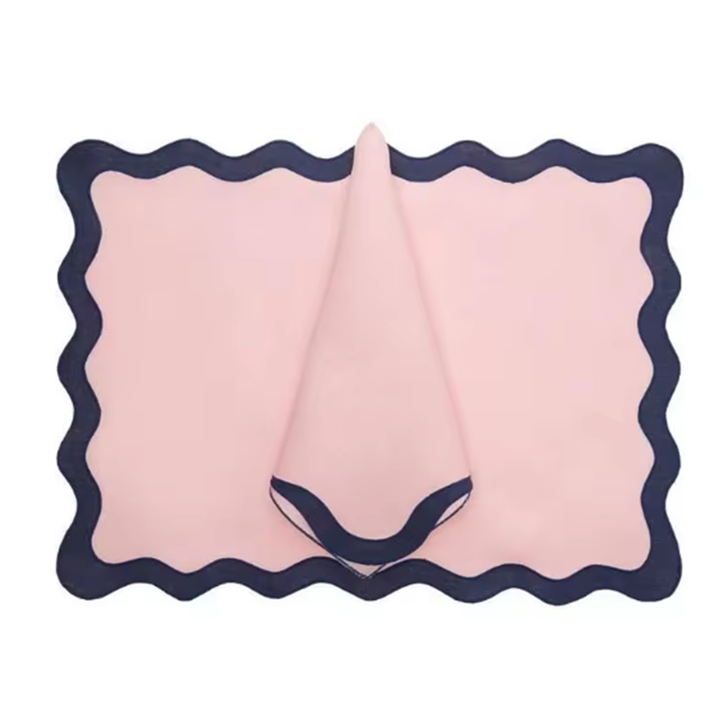 Scalloped Linen Applique Napkin Modern Style Table Decor Exclusively Made Napkin