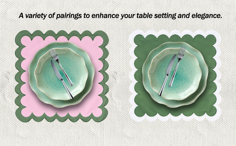 Double-layer Applique Scallopped Napkins 100% Cotton Napkins Table Decorate Washable Napkins For Party