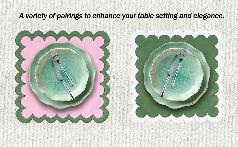 Double-layer Applique Scallopped Napkins 100% Cotton Napkins Table Decorate Washable Napkins For Party
