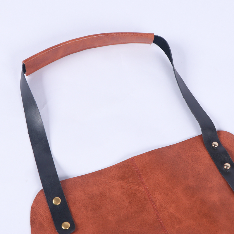 Fashion Leather Apron New Style Hot Selling Splicing Genuine Leather Apron with Straps for Working 