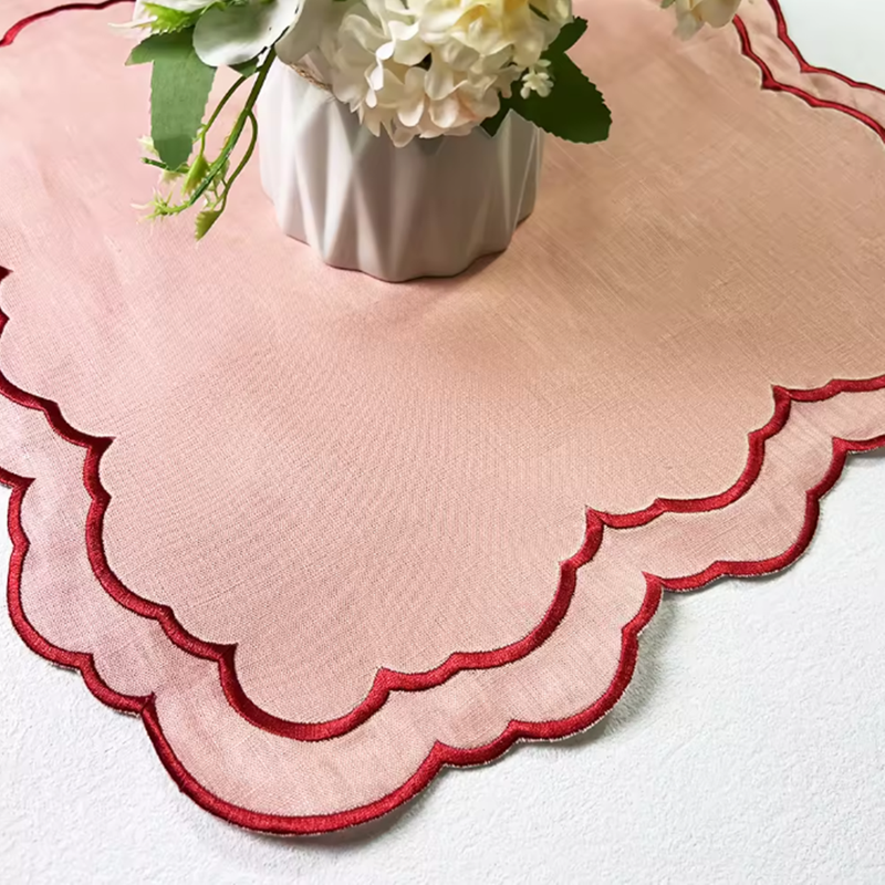 100% Linen Special-shaped Napkin Applique Napkin Modern Style Table Decor Exclusively Made Napkin