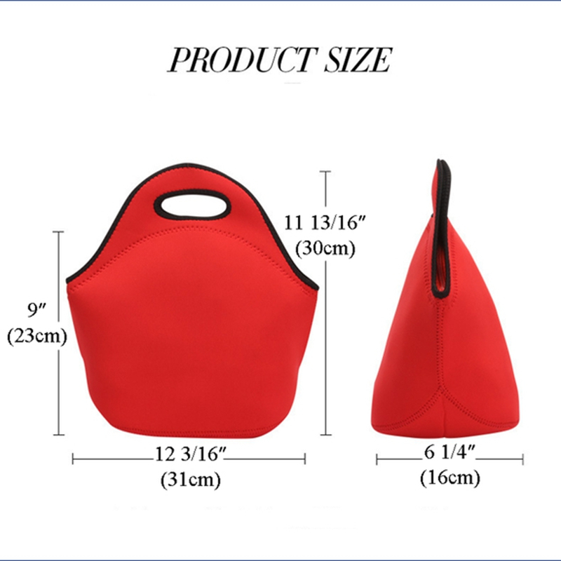 Waterproof Insulated Thermal Reusable Neoprene Lunch Bag With Zipper for Outdoor Travel Work School Picnic