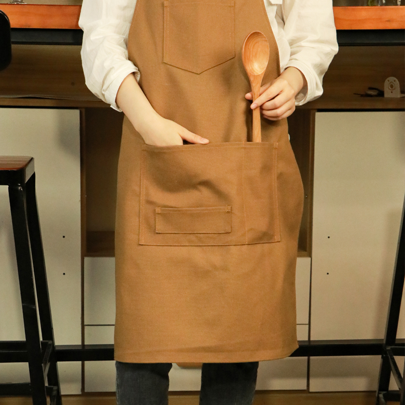 Wholesale canvas waterproof apron for kitchen or bbq with adjustable size 