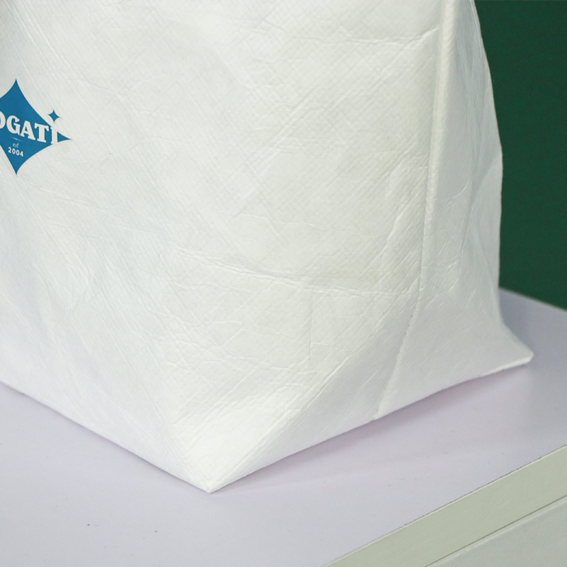 White waterproof breathable tyvek shopping tote shoulder bag with logo printing