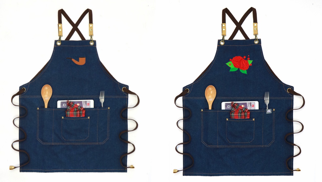 couple denim apron