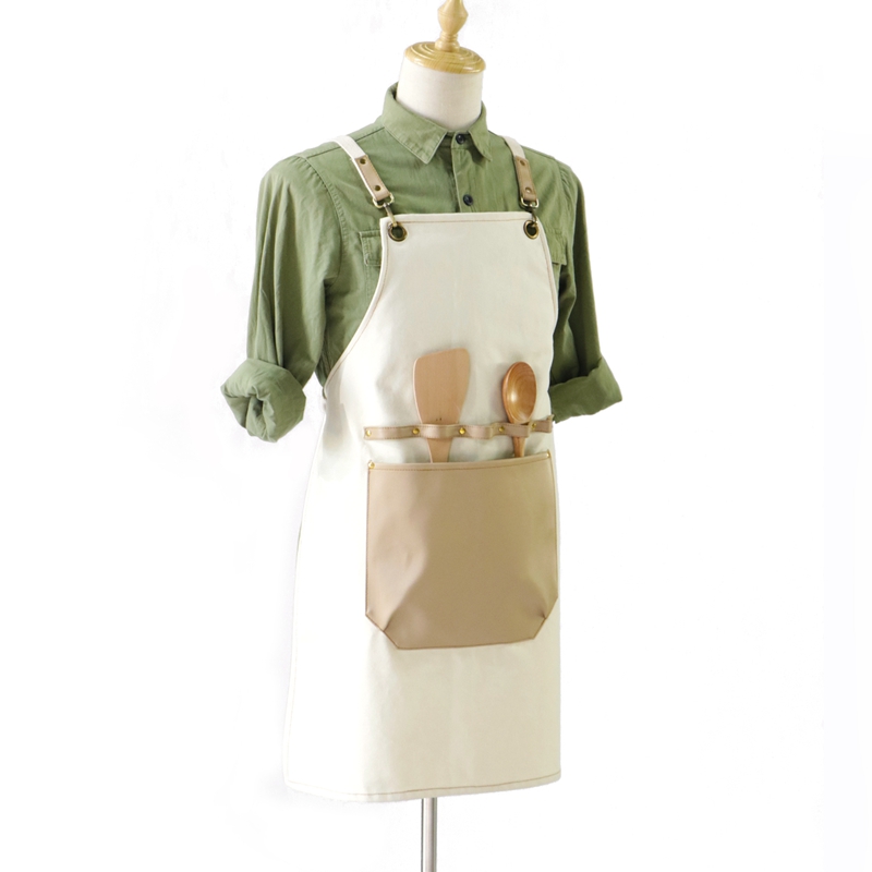 Multifunctional apron design with canvas and pu material stitching