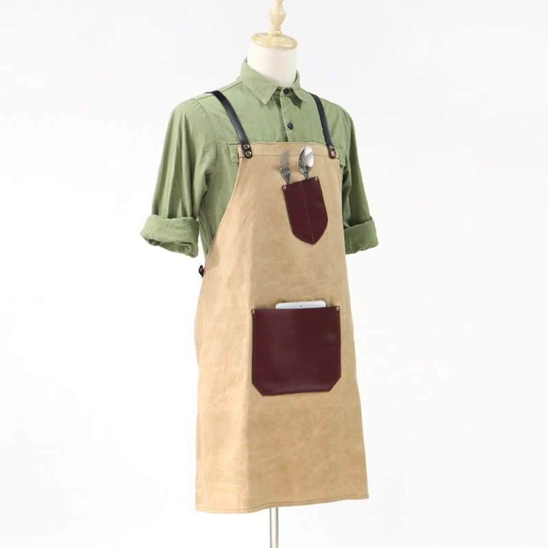 Industrial Wax Canvas Apron Design , Oil And Pollution-proof Heavy Industry Apron Custom
