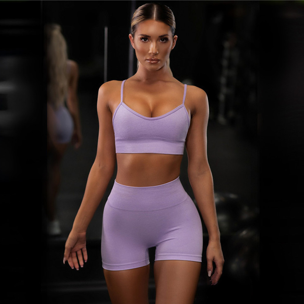 Factory Hot Selling Sexy Design Women Fitness Two Pieces Yoga Wear Suit Custom Gym Sports Yoga Sets 