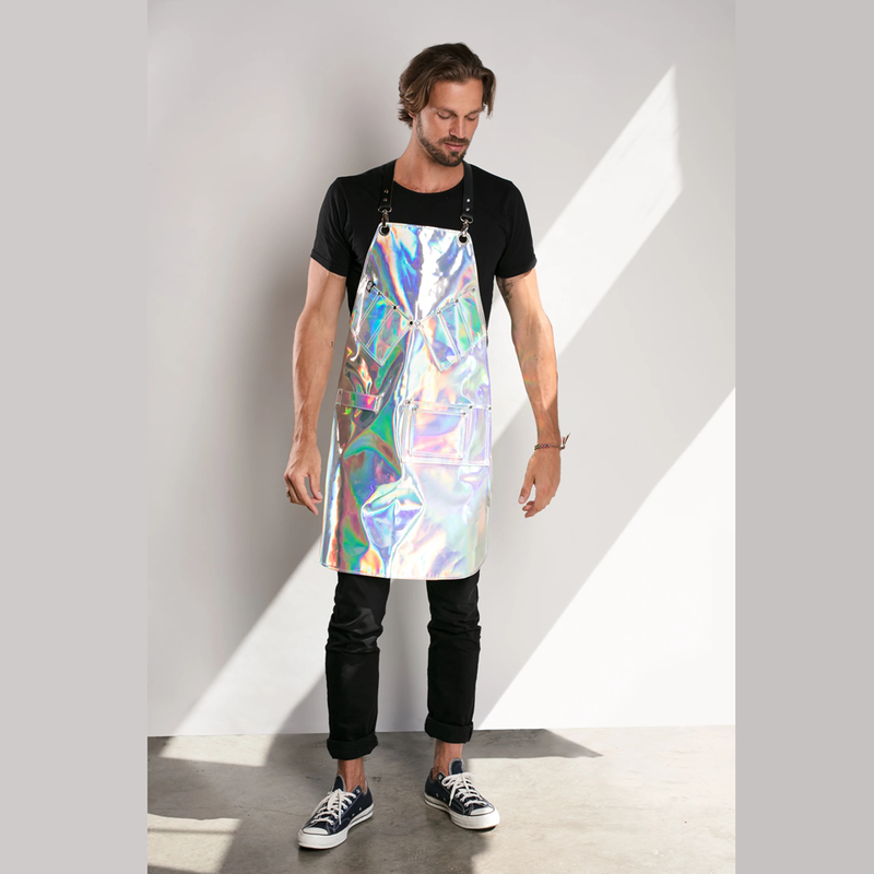 Fashional Design New Arrival Multi Pockets Bradium Transparent Waterproof Tpu Clear Apron with Leather Strap for Hair Stylist