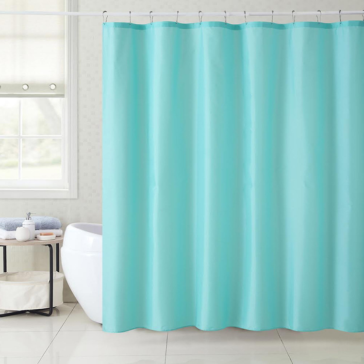 Amazon Source Manufacturer Polyester Waterproof Shower Curtain Solid Color Bathroom Curtain Fabric Send Ring Set Shower Curtain Bathroom Partition Curtain