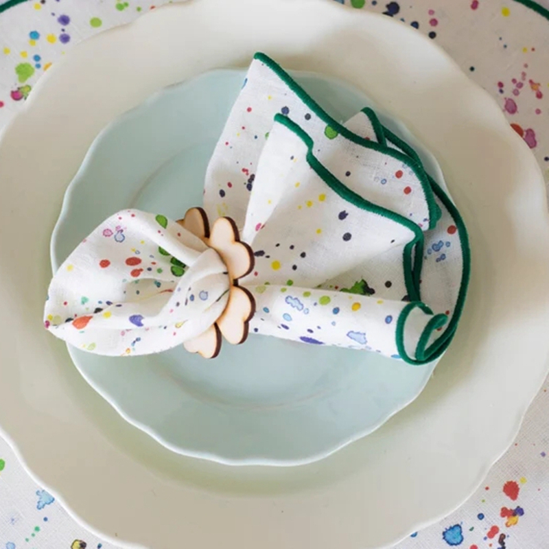 High quality custom design stone washed linen cloth scallop napkins wedding napkins for table decor