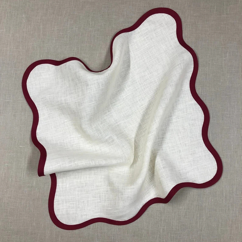 Solid scallop linen napkins 100% Cotton Satin Band Linen Table Cloth Hotel Kitchen Napkins