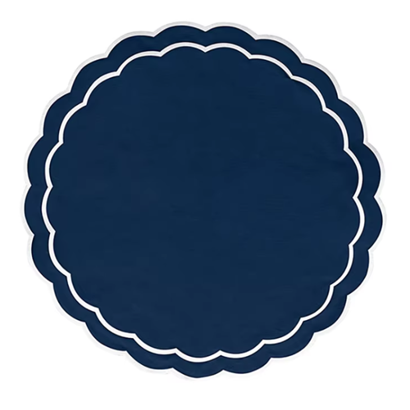 Scalloped Round Cotton Applique Napkin Combine Practicality With Style Exclusively Made Table Decor