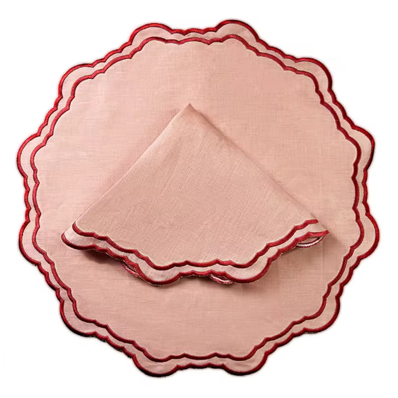100% Linen Special-shaped Napkin Applique Napkin Modern Style Table Decor Exclusively Made Napkin