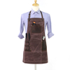 Heavy Duty Wear-resistant And Waterproof Waxed Canvas Apron with Geniune Leather Pockets