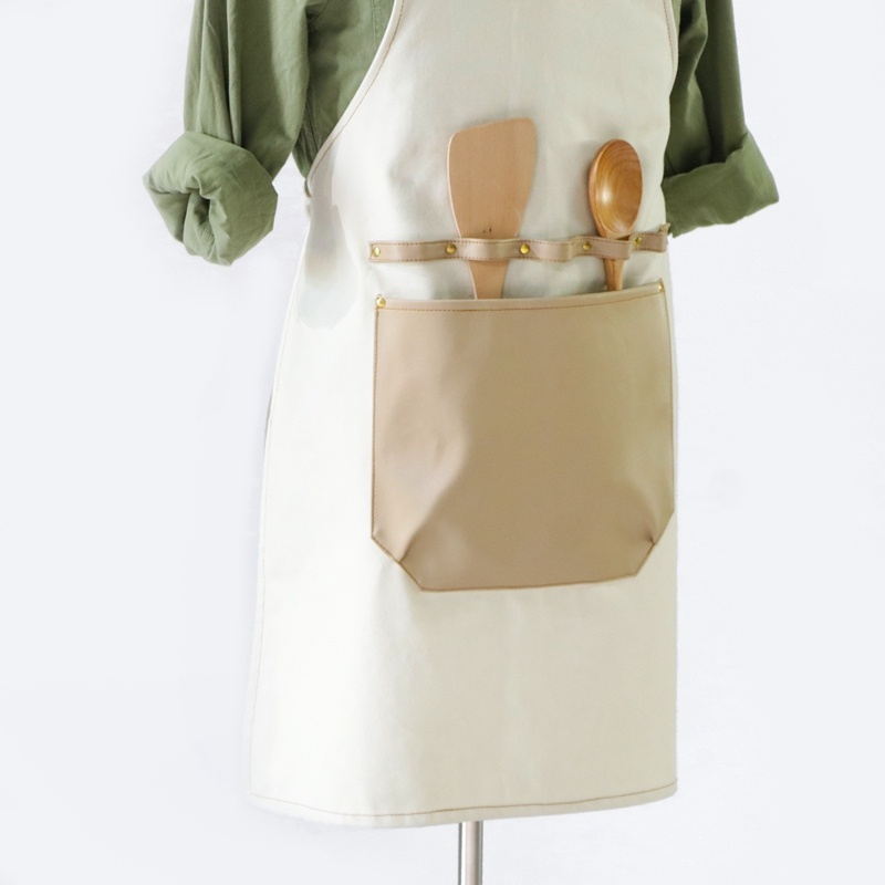 Multifunctional apron design with canvas and pu material stitching