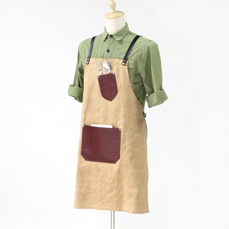 Industrial Wax Canvas Apron Design , Oil And Pollution-proof Heavy Industry Apron Custom