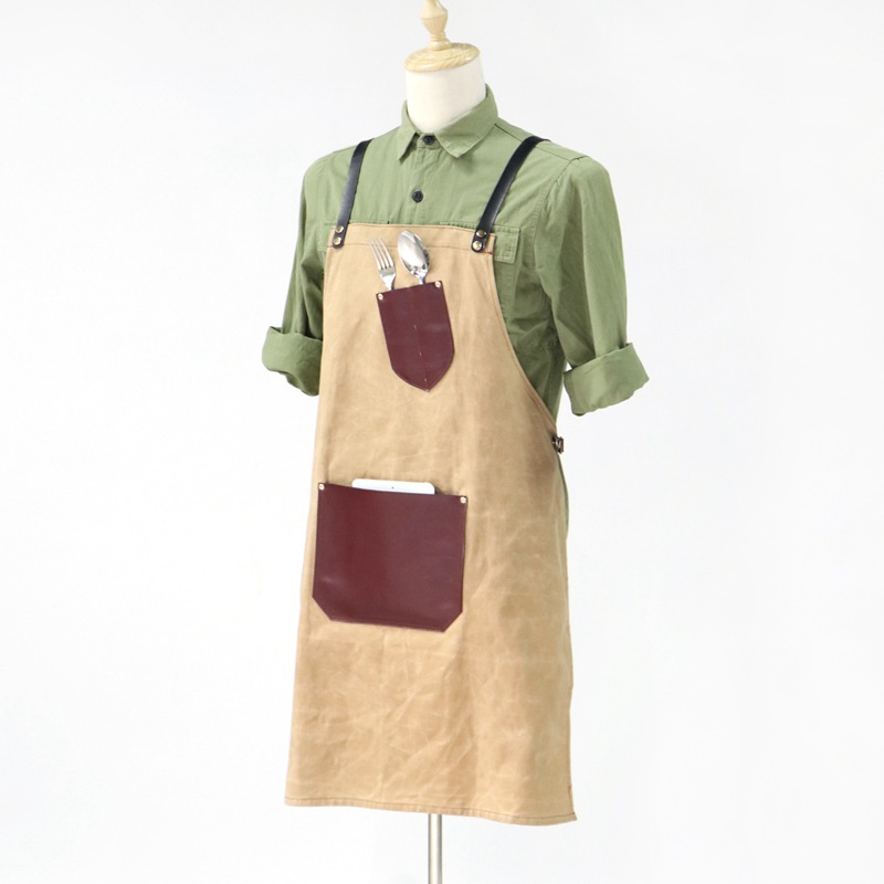 Industrial Wax Canvas Apron Design , Oil And Pollution-proof Heavy Industry Apron Custom