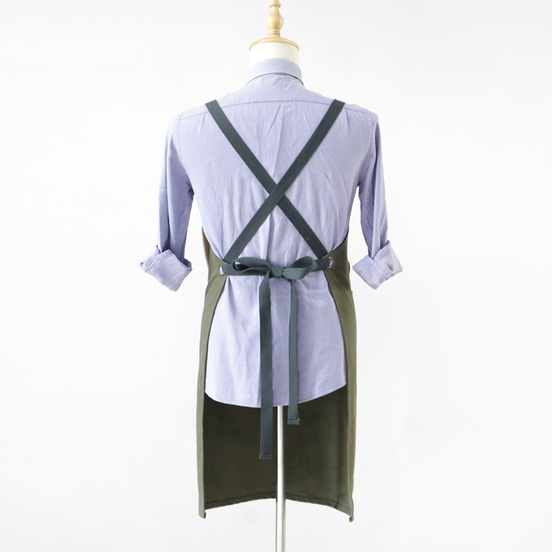 Simple Fashion Army Green Polyester Cotton Canvas Apron Garden Cleaning Work Apron