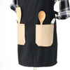 Black Cotton And PU Pocket Design Long Polyester-cotton Canvas Apron