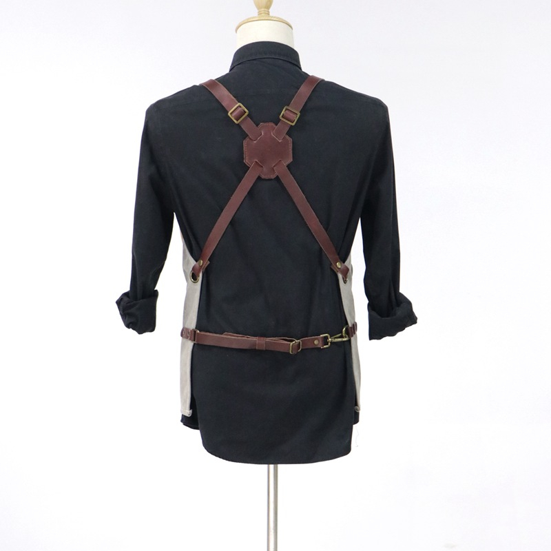 Fashion cool design reusable half length canvas zipper vest with functional pockets tool apron