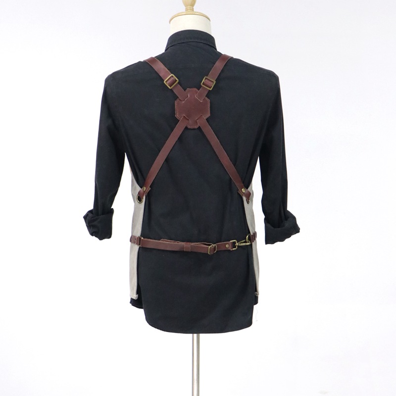 Fashion cool design reusable half length canvas zipper vest with functional pockets tool apron