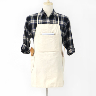 Amazon Hot Sale Custom Logo Simple And Lightweight Cotton Apron with Large Pocket