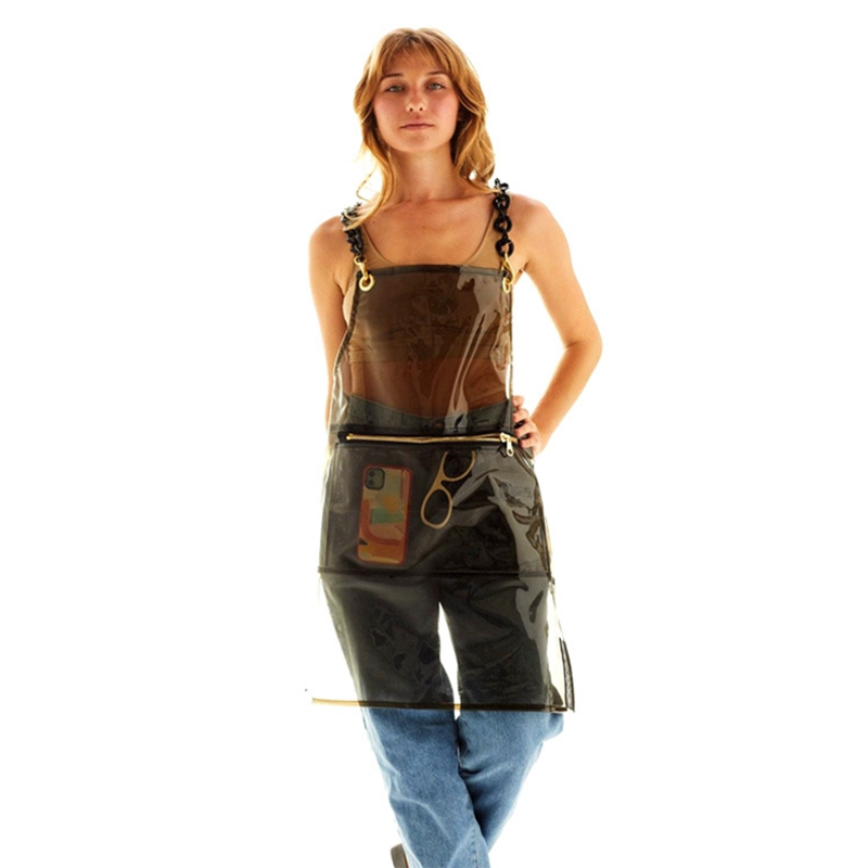 Custom Fashion Clear Plastic Sexy Transparent Waterproof Oilproof TPU Apron for Salon 
