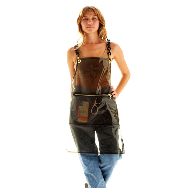 Custom Fashion Clear Plastic Sexy Transparent Waterproof Oilproof TPU Apron for Salon 