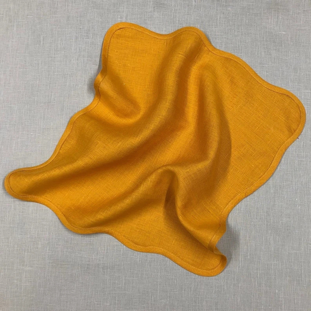 Solid scallop linen napkins 100% Cotton Satin Band Linen Table Cloth Hotel Kitchen Napkins