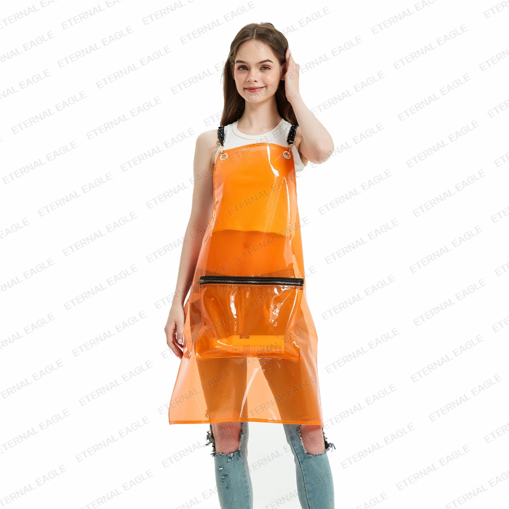 Clear Transparent TPU Apron House Accessories Waterproof Home Kitchen Hair Salon Washable TPU Barber Shop Long Chain Apron