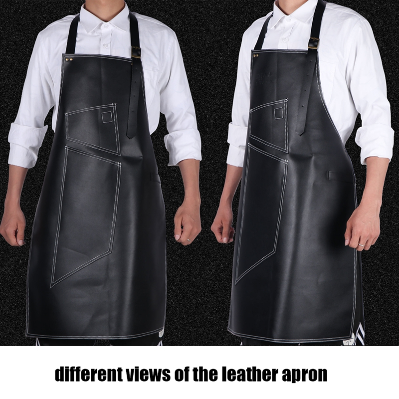 Waterproof High quality Leather Custom Logo Design Apron for outside garden work chef apron for restaurant 