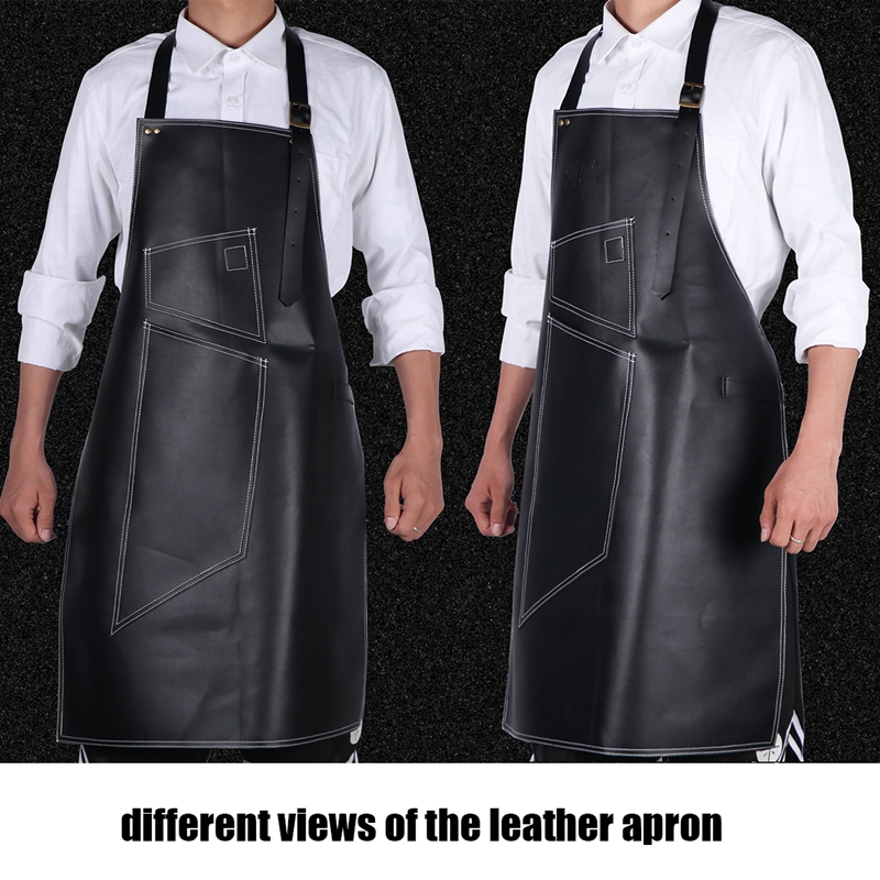 Waterproof High quality Leather Custom Logo Design Apron for outside garden work chef apron for restaurant 