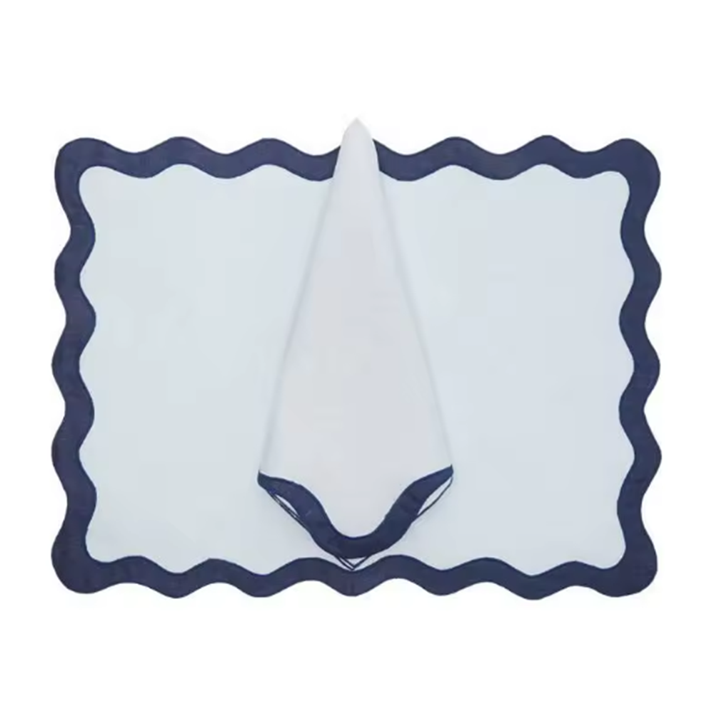 Scalloped Linen Applique Napkin Modern Style Table Decor Exclusively Made Napkin