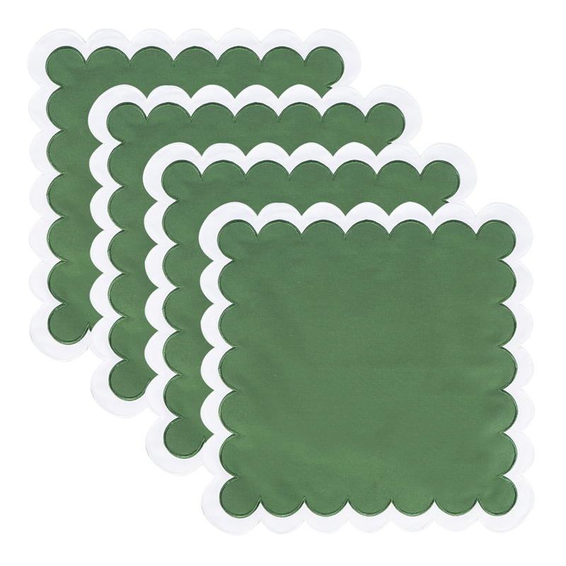 Double-layer Applique Scallopped Napkins 100% Cotton Napkins Table Decorate Washable Napkins For Party